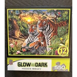 500 Pc Glow-In-Dark Tigers Jigsaw Puzzle Steve Read MasterPieces HIDDEN IMAGES